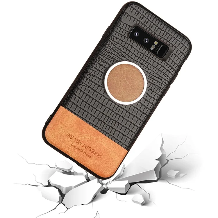 Crocodile Texture Leather Coated TPU Case (Built-in Magnetic Holder Metal Sheet) for Samsung Galaxy Note 8 SM-N950 - Black