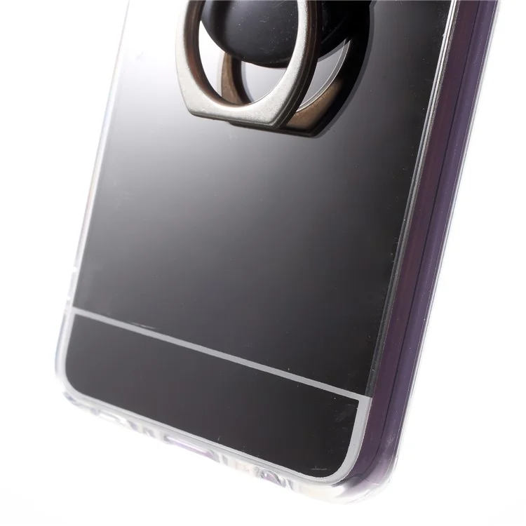 Mirror-like Surface TPU Phone Case with Ring Kickstand for Samsung Galaxy S9 G960 - Black