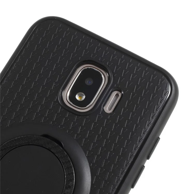 Y-type Grain Anti-skid Ring Kickstand TPU Case for Samsung Galaxy J2 Pro 2018 (Built-in Magnetic Holder Metal Sheet) - Black