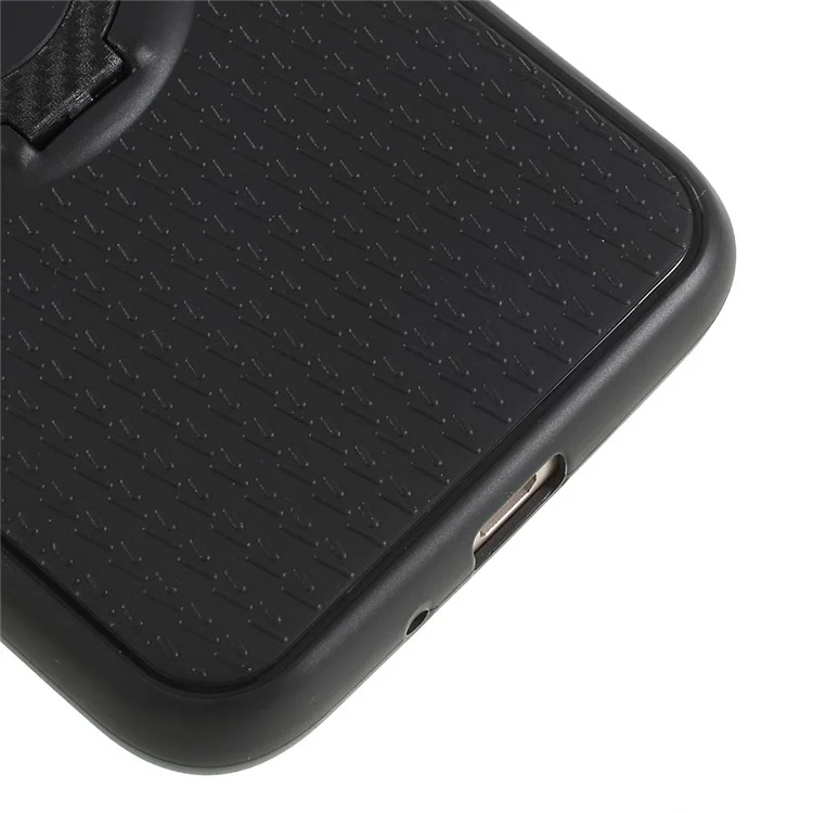 Y-type Grain Anti-skid Ring Kickstand TPU Case for Samsung Galaxy J2 Pro 2018 (Built-in Magnetic Holder Metal Sheet) - Black