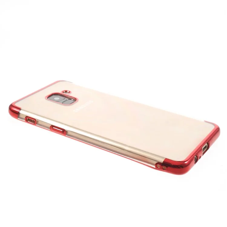 Electroplating Edges TPU Back Case for Samsung Galaxy A8 (2018) - Red