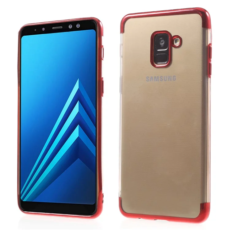 Plated Edges TPU Back Shell Case for Samsung Galaxy A8 Plus (2018) - Red