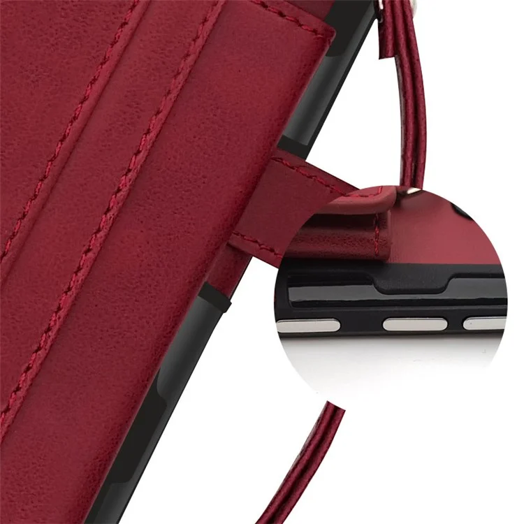 Multifunctional PU Leather Coated TPU Card Holder Mobile Case for Samsung Galaxy S9+ G965 - Wine Red