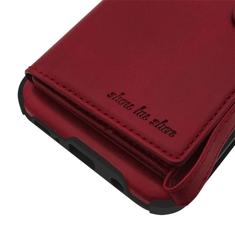 Multifunctional PU Leather Coated TPU Card Holder Mobile Case for Samsung Galaxy S9+ G965 - Wine Red