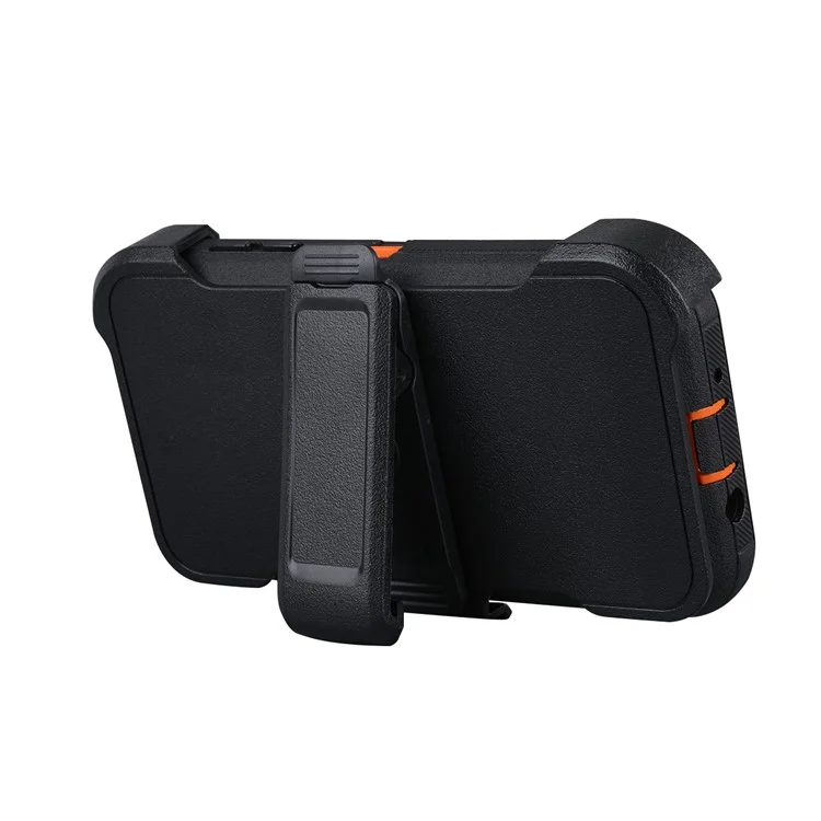 Heavy Duty PC + TPU Hybrid Belt Clip Kickstand Mobile Case for Samsung Galaxy J7 V / J7 Perx - Orange / Black