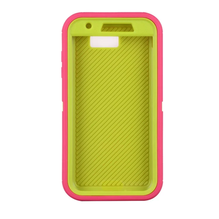 Heavy Duty PC + TPU Hybrid Belt Clip Kickstand Phone Case for Samsung Galaxy J7 V / J7 Perx - Green / Rose