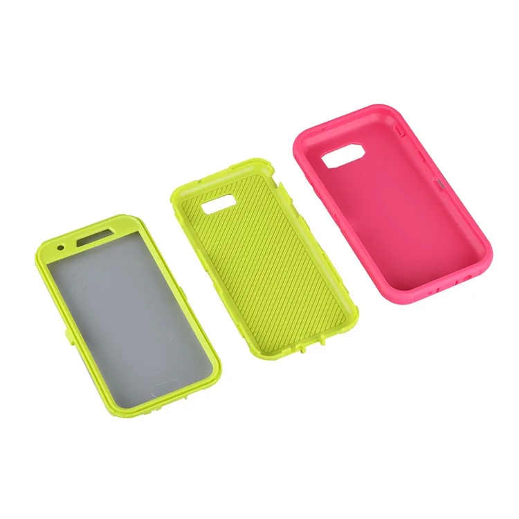 Heavy Duty PC + TPU Hybrid Belt Clip Kickstand Phone Case for Samsung Galaxy J7 V / J7 Perx - Green / Rose