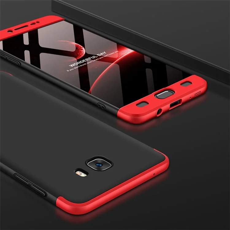 GKK Detachable 3-piece Matte PC Hard Case for Samsung Galaxy C9 Pro - Red / Black