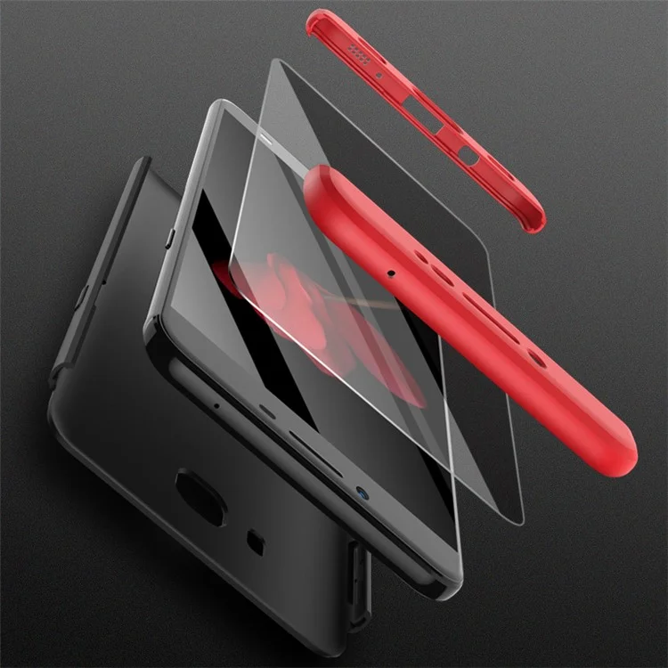 GKK Detachable 3-piece Matte PC Hard Case for Samsung Galaxy C9 Pro - Red / Black