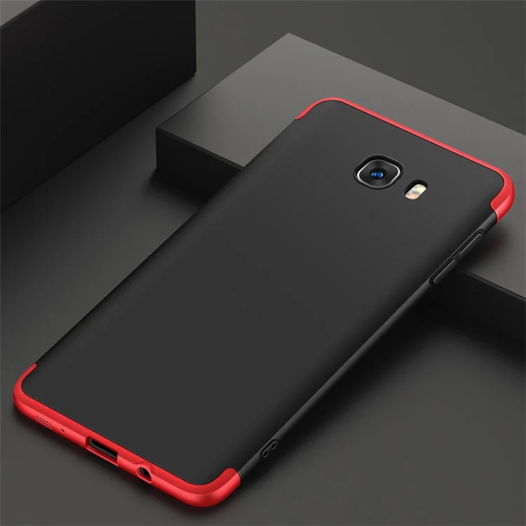 GKK Detachable 3-piece Matte PC Hard Case for Samsung Galaxy C9 Pro - Red / Black