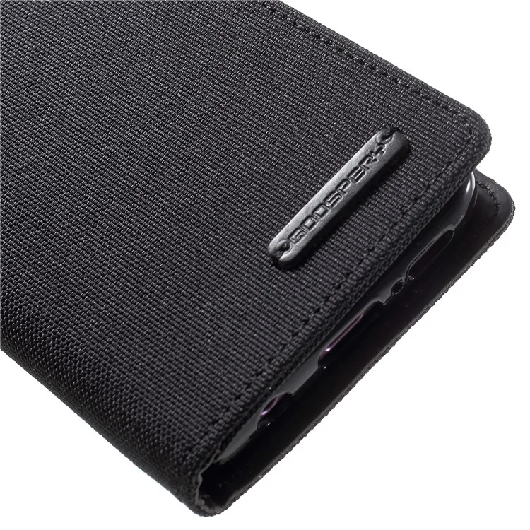 MERCURY GOOSPERY Jeans Cloth Flip Wallet Leather Case with Strap for Samsung Galaxy S9 SM-G960 - Black