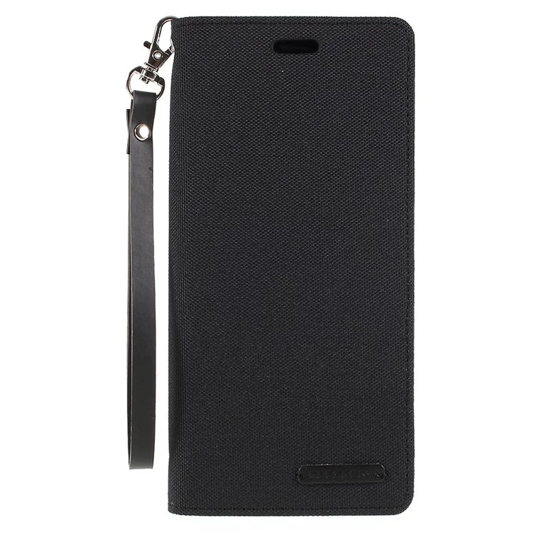 MERCURY GOOSPERY Jeans Cloth Flip Wallet Leather Case with Strap for Samsung Galaxy S9+ SM-G965 - Black