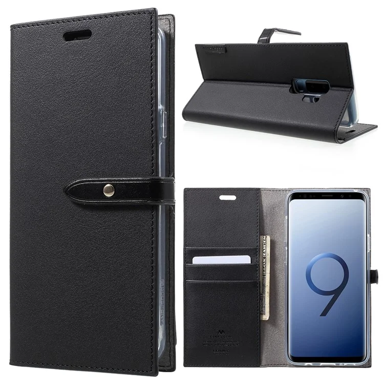 MERCURY GOOSPERY Romance Diary Leather Stand Wallet Case for Samsung Galaxy S9 Plus SM-G965 - Black