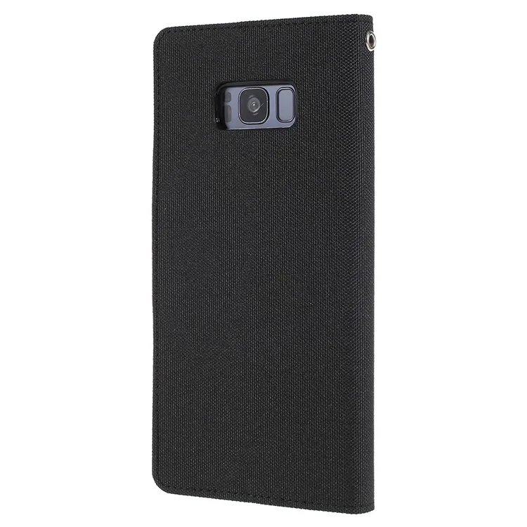 MERCURY GOOSPERY Canvas Diary Leather Wallet Case for Samsung Galaxy S8 Plus SM-G955 - Black