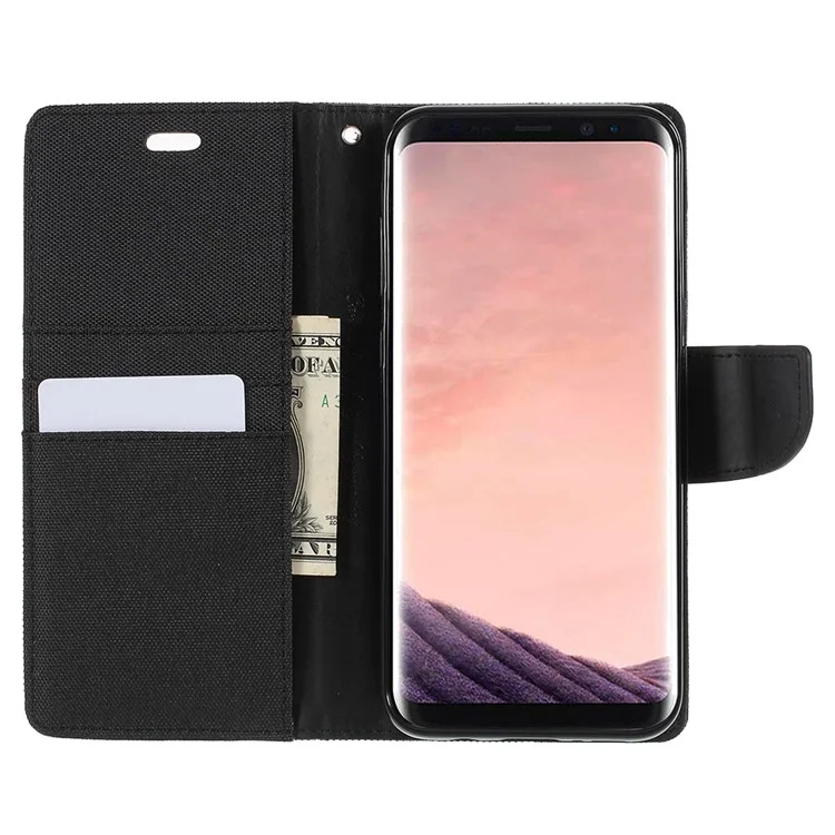 MERCURY GOOSPERY Canvas Diary Leather Wallet Case for Samsung Galaxy S8 Plus SM-G955 - Black