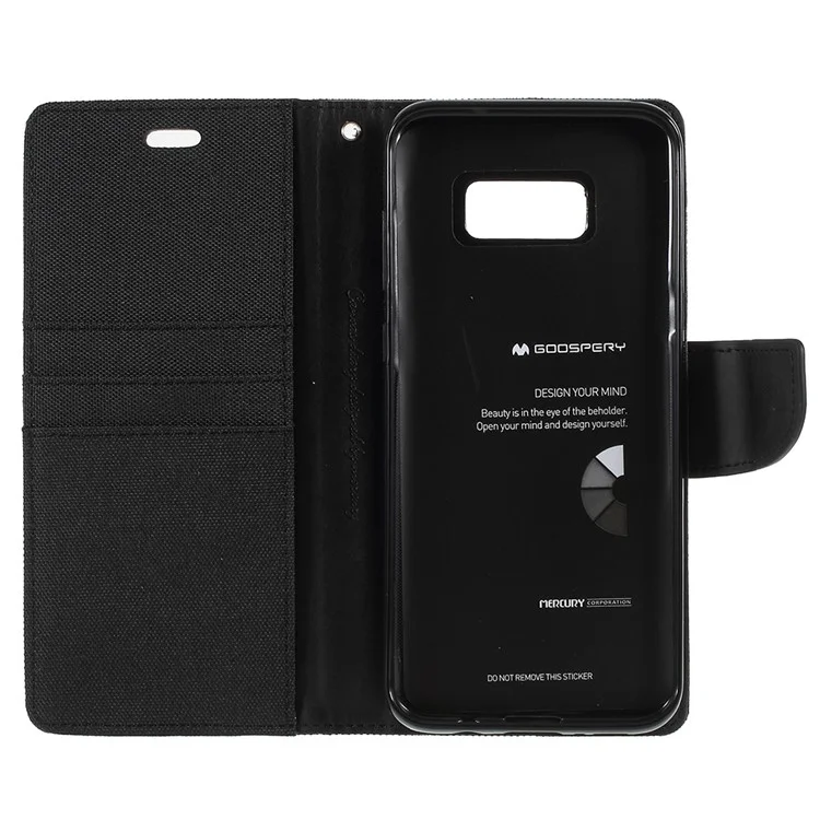 MERCURY GOOSPERY Canvas Diary Leather Wallet Case for Samsung Galaxy S8 Plus SM-G955 - Black
