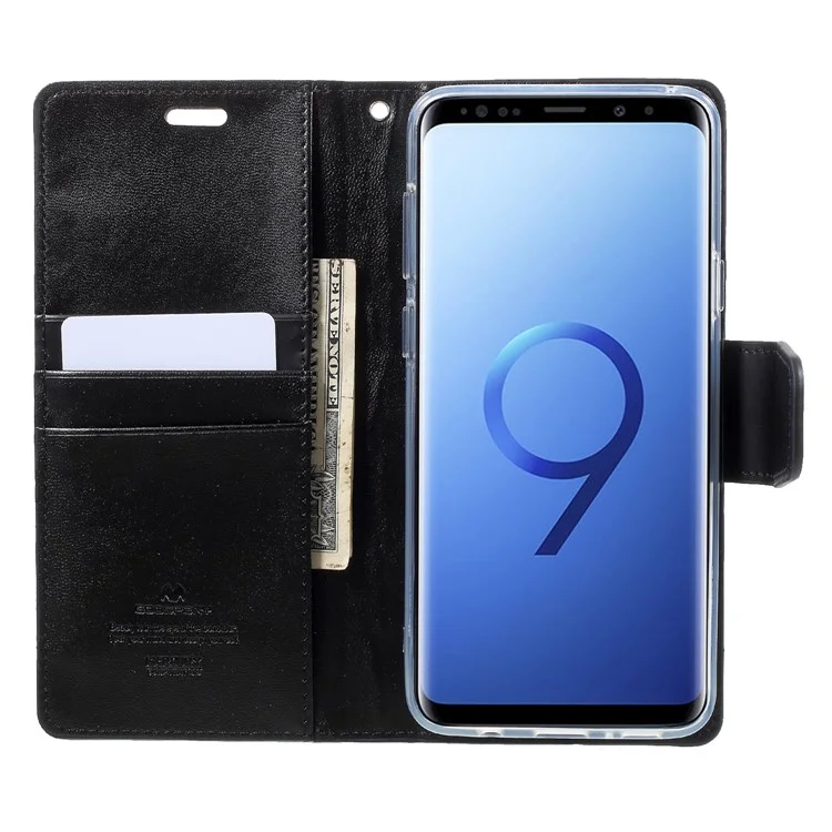 MERCURY GOOSPERY Sonata Diary Leather Wallet Stand Cover for Samsung Galaxy S9 Plus SM-G965 - Black