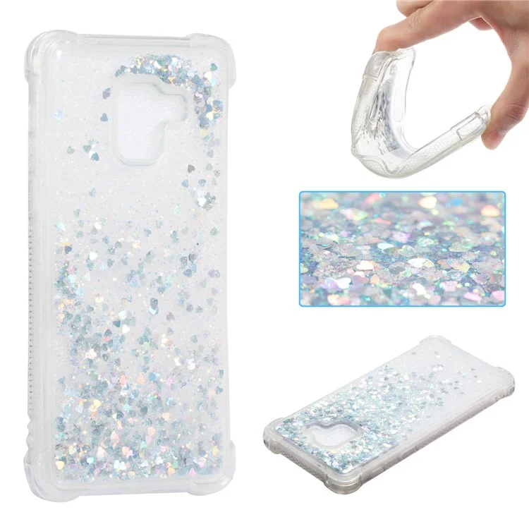 Dynamic Glitter Powder Sequins TPU Shockproof Case for Samsung Galaxy A8+ (2018) - Silver
