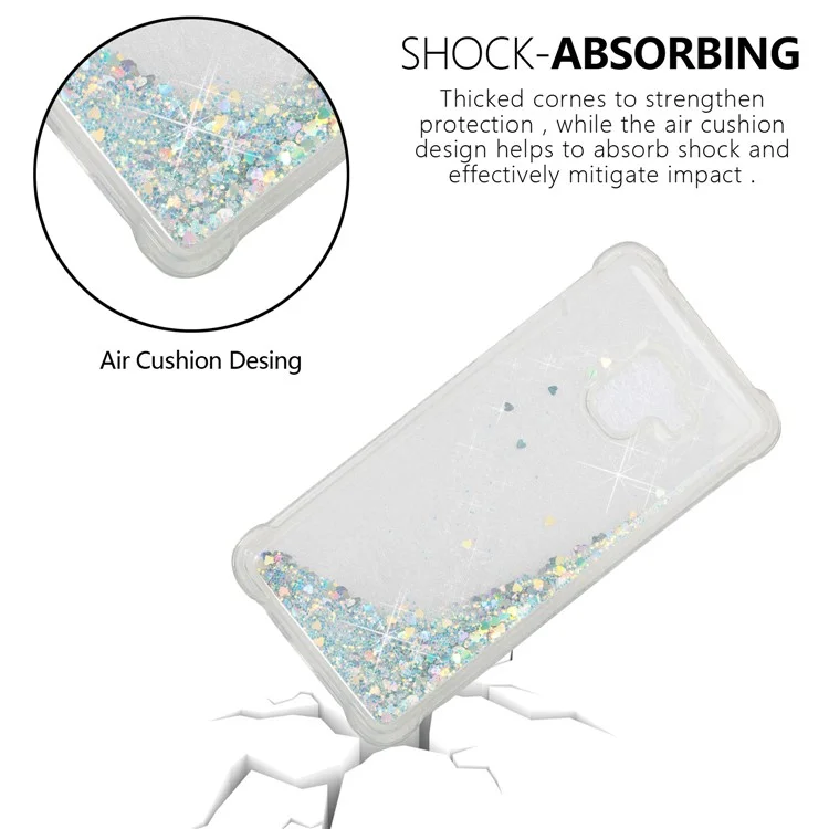 Dynamic Glitter Powder Sequins TPU Shockproof Case for Samsung Galaxy A8+ (2018) - Silver