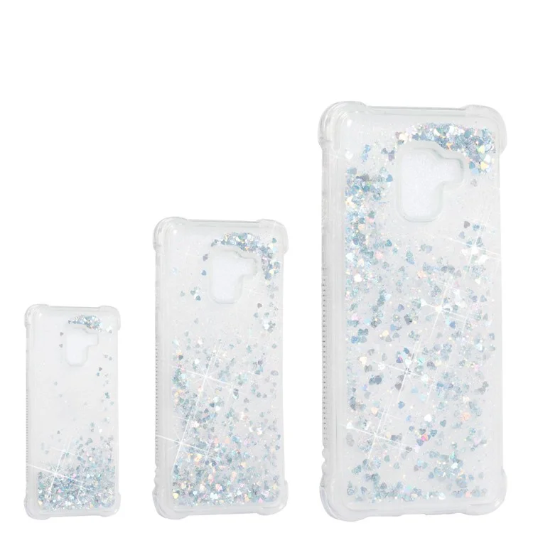 Dynamic Glitter Powder Sequins TPU Shockproof Case for Samsung Galaxy A8+ (2018) - Silver