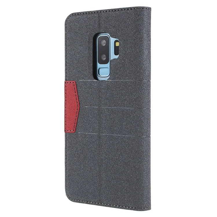 Matte Surface PU Leather Auto-absorb Card Slot Wallet Stand Mobile Phone Case for Samsung Galaxy S9+ SM-G965 - Black