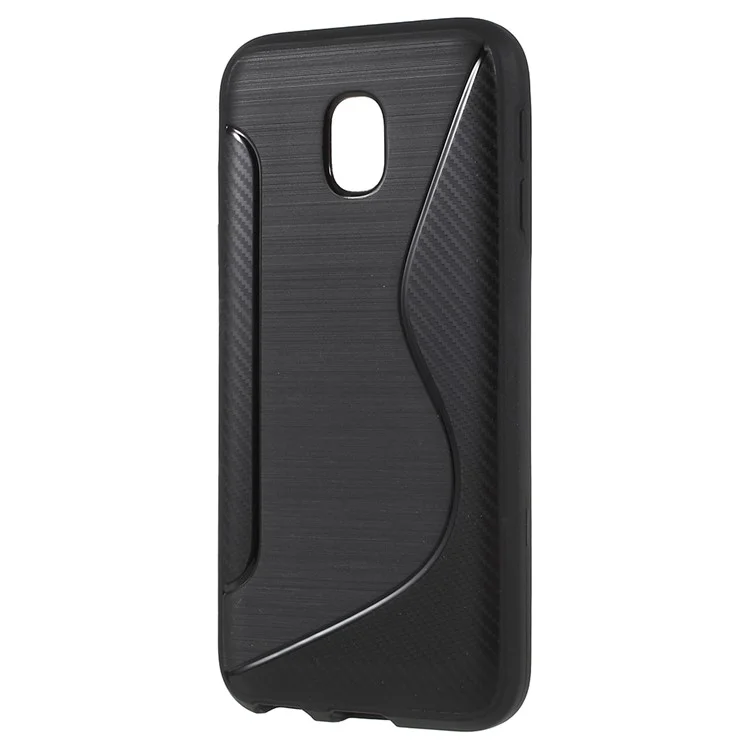 100Pcs/Set Carbon Fiber Brushed S Shape TPU Case for Samsung Galaxy  J3 (2017) EU Version / J3 Pro (2017) - Black
