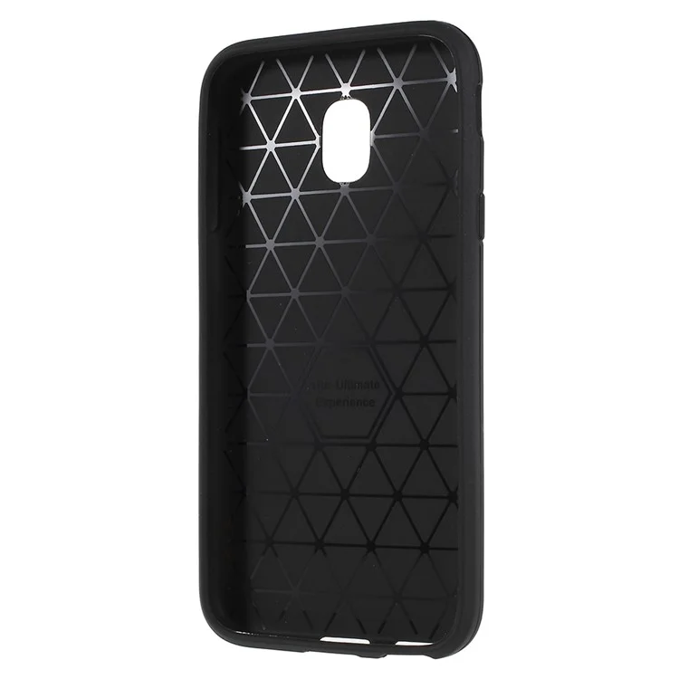 100Pcs/Set Carbon Fiber Brushed S Shape TPU Case for Samsung Galaxy  J3 (2017) EU Version / J3 Pro (2017) - Black