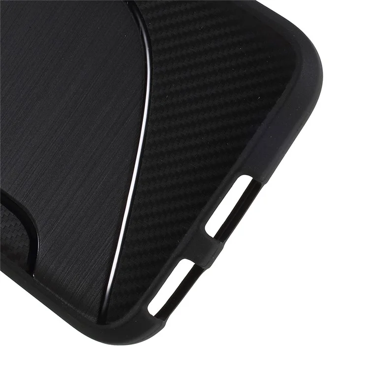 100Pcs/Set Carbon Fiber Brushed S Shape TPU Case for Samsung Galaxy  J3 (2017) EU Version / J3 Pro (2017) - Black