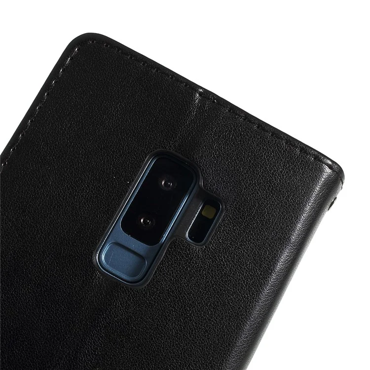 For Samsung Galaxy S9+ G965 Imprint Butterfly Flower Wallet Stand Leather Case - Black
