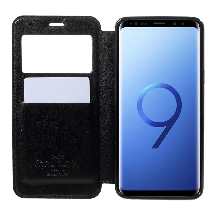 ROAR KOREA Noble Leather View Window Flip Stand Case for Samsung Galaxy S9 SM-G960 - Black