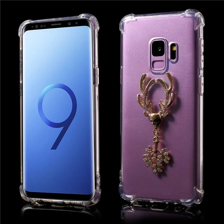Air Cushion Shockproof TPU Case with Diamante Elk for Samsung Galaxy S9 G960