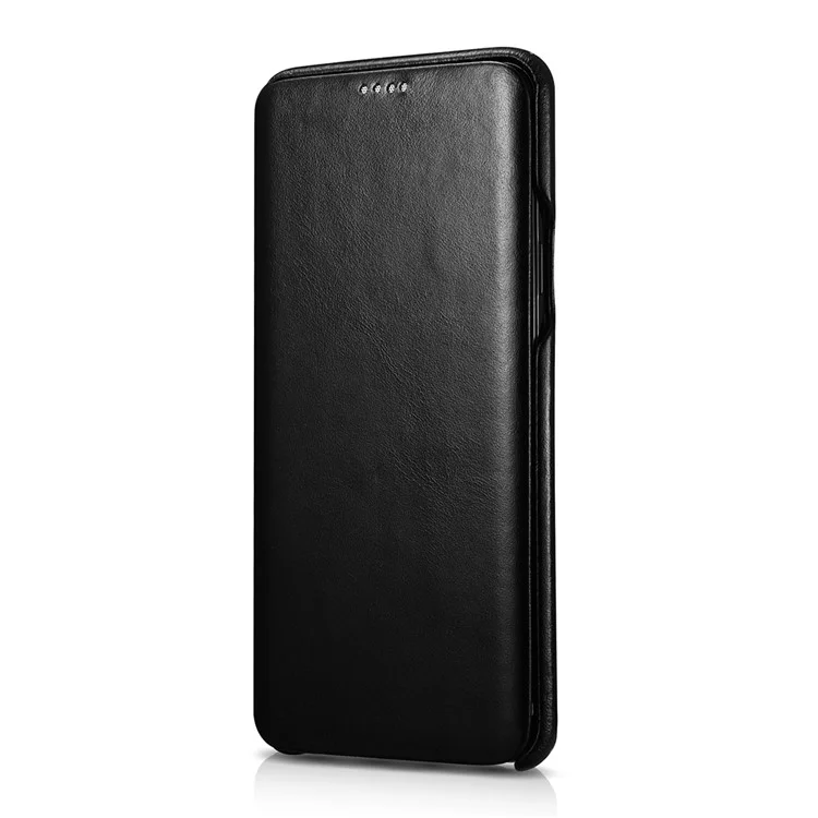 ICARER Curved Edge Vintage Genuine Leather Case for Samsung Galaxy S9 Plus SM-G965 - Black