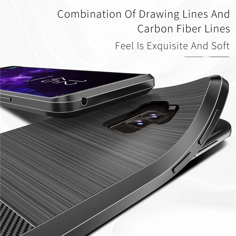 DUX DUCIS S Series Carbon Fiber Texture Brushed TPU Back Shell for Samsung Galaxy S9 Plus G965 - Black