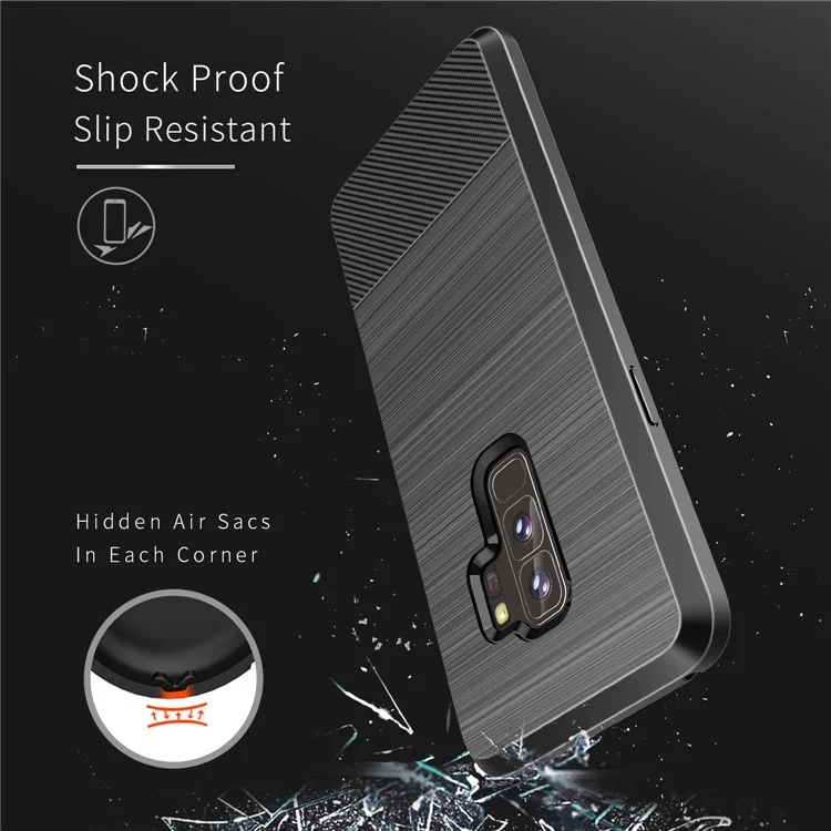 DUX DUCIS S Series Carbon Fiber Texture Brushed TPU Back Shell for Samsung Galaxy S9 Plus G965 - Black