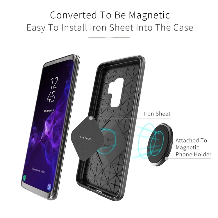 DUX DUCIS S Series Carbon Fiber Texture Brushed TPU Back Shell for Samsung Galaxy S9 Plus G965 - Black