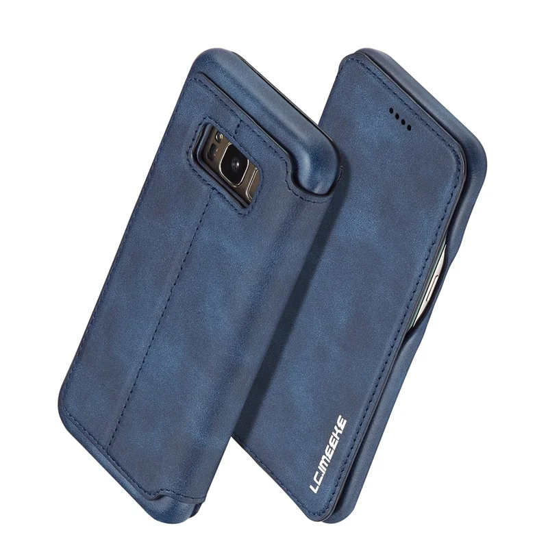 LC.IMEEKE Retro Style Leather Card Holder Case Phone Shell for Samsung Galaxy S8 SM-G950 - Blue