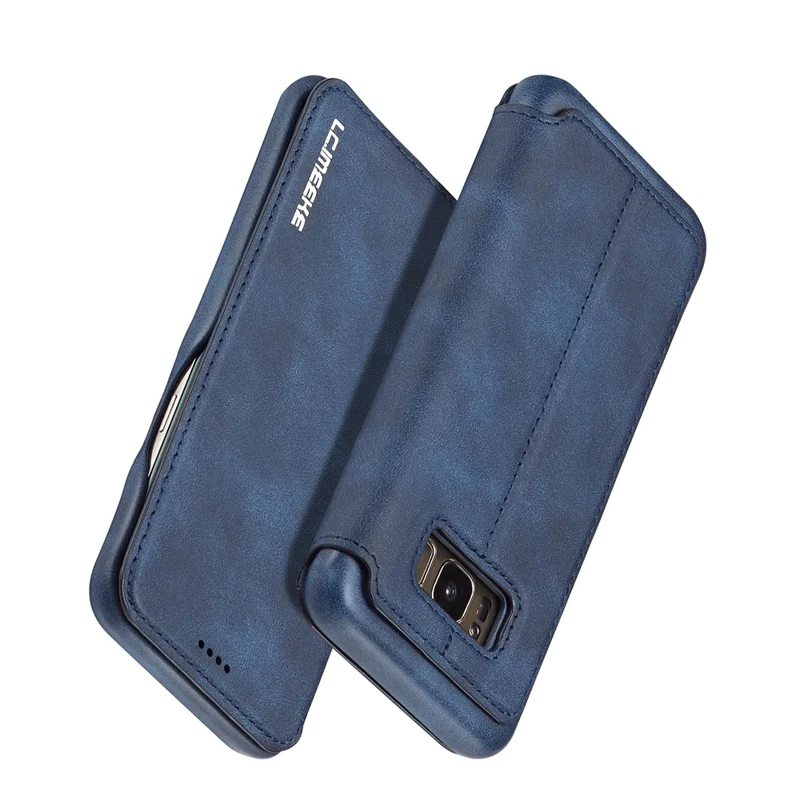 LC.IMEEKE Retro Style Leather Card Holder Case Phone Shell for Samsung Galaxy S8 SM-G950 - Blue