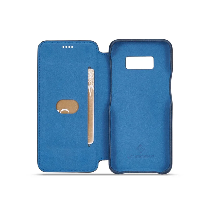 LC.IMEEKE Retro Style Leather Card Holder Case Phone Shell for Samsung Galaxy S8 SM-G950 - Blue