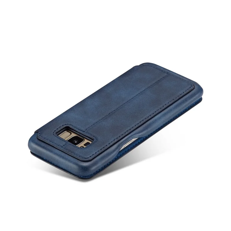 LC.IMEEKE Retro Style Leather Card Holder Case Phone Shell for Samsung Galaxy S8 SM-G950 - Blue