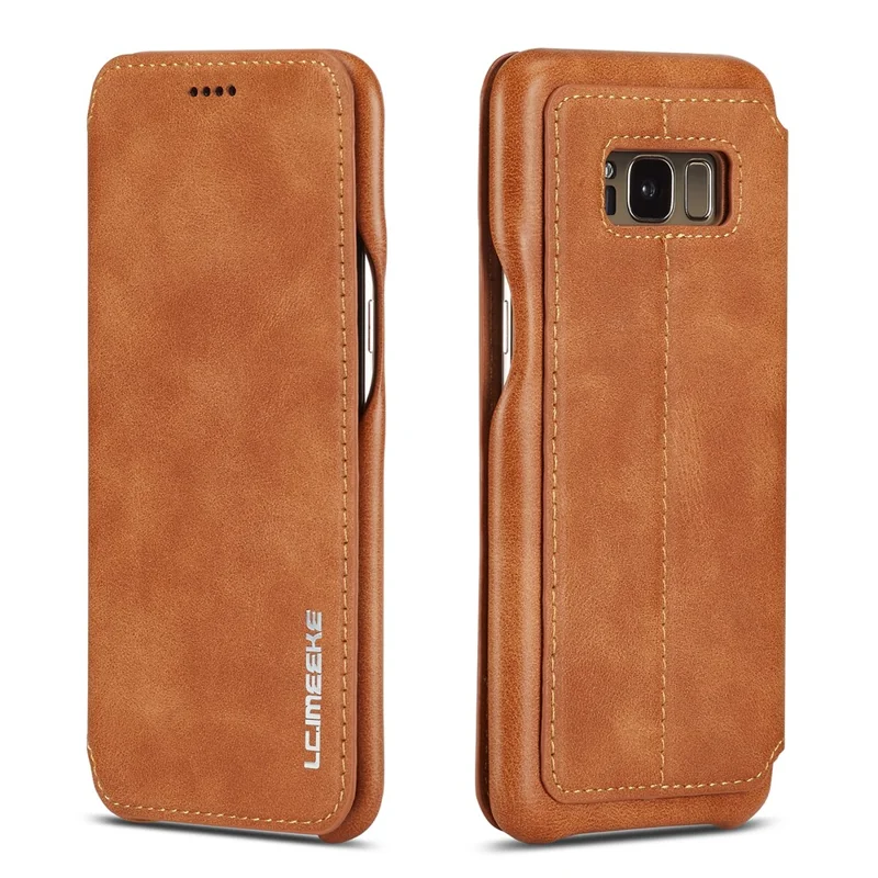 Lc. Imeeke Retro Estilo de Catador de Catura de Cartão de Cato de Case Shengo Para Samsung Galaxy S8 SM-G950 - Castanho