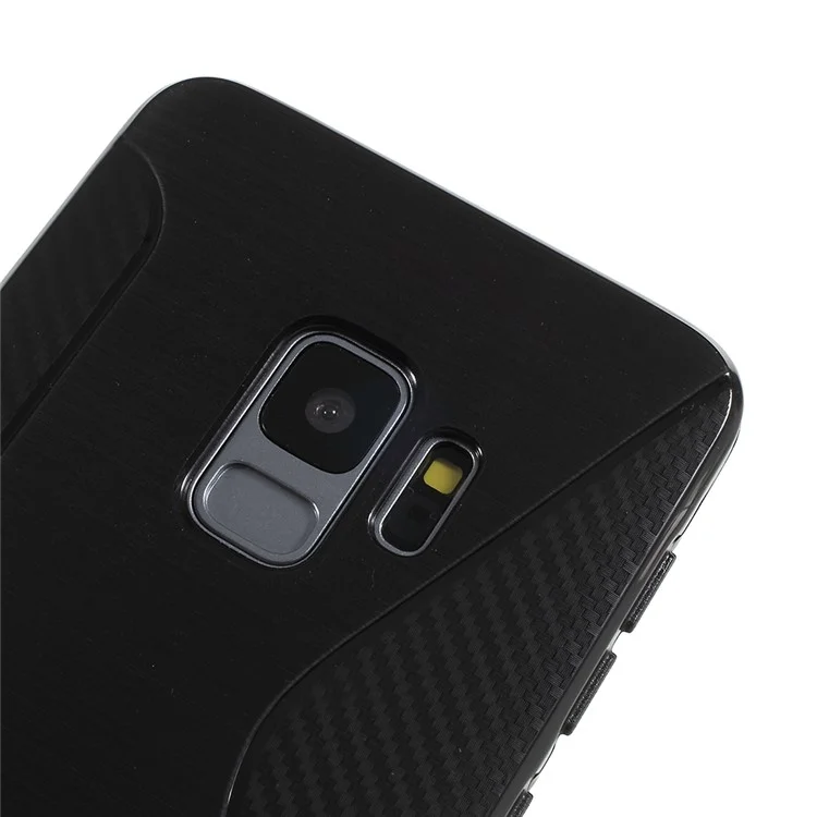 100Pcs/Set S Shape Carbon Fiber Brushed TPU Case for Samsung Galaxy S9 G960 - Black