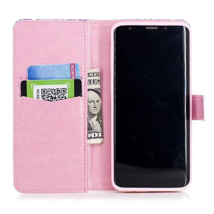 Light Spot Embossed Leather Stand Phone Casing for Samsung Galaxy S9 SM-G960 - Unicorns