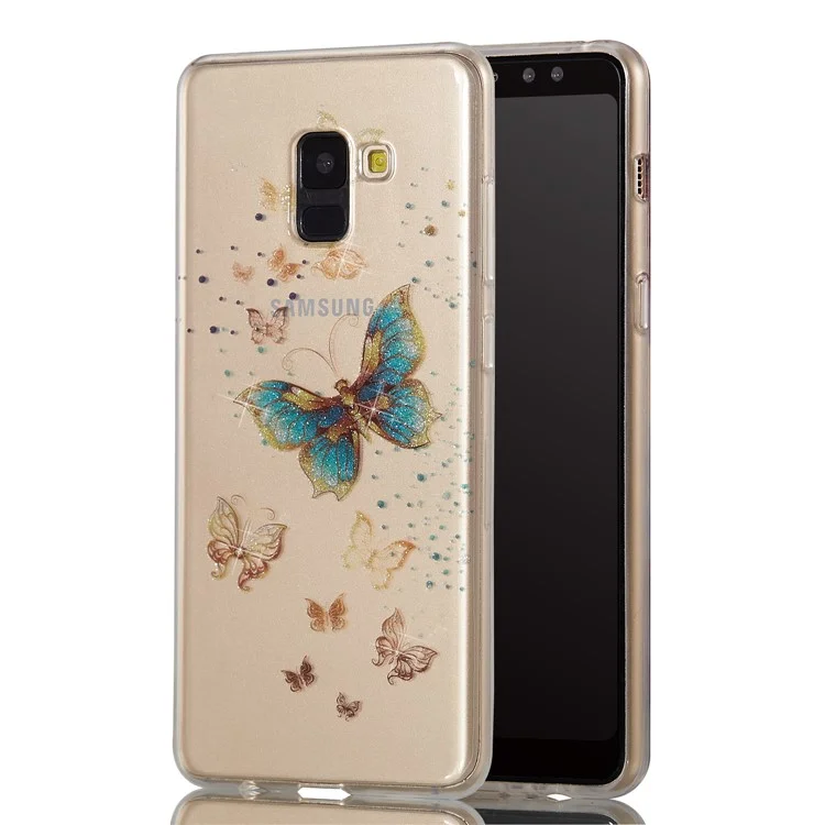 IMD Glitter Powder TPU Phone Case for Samsung Galaxy A8+ (2018) - Pretty Butterflies