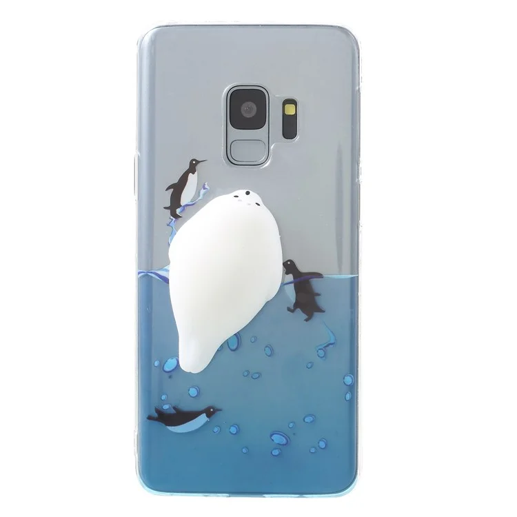 3D Squishy Silicone Cartoon Patterned TPU Case for Samsung Galaxy S9 SM-G960 - Penguins
