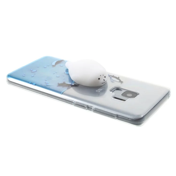 3D Squishy Silicone Cartoon Patterned TPU Case for Samsung Galaxy S9 SM-G960 - Penguins