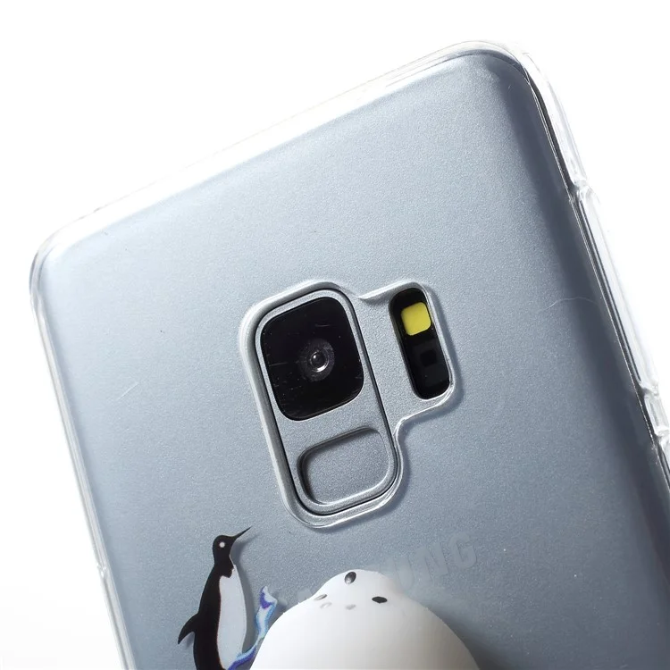 3D Squishy Silicone Cartoon Patterned TPU Case for Samsung Galaxy S9 SM-G960 - Penguins