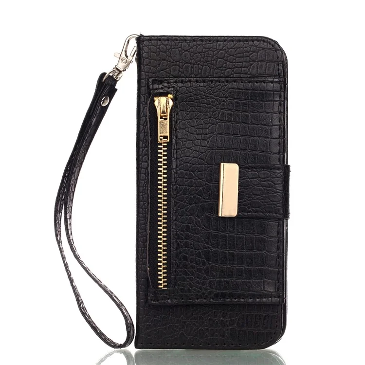 Crocodile Texture PU Leather Wallet Stand Case for Samsung Galaxy S9 G960 - Black
