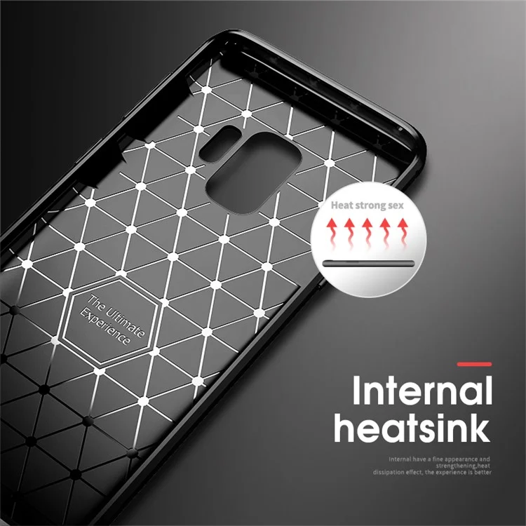 IPAKY Brushed Carbon Fiber TPU Back Mobile Case for Samsung Galaxy S9 G960 - Black