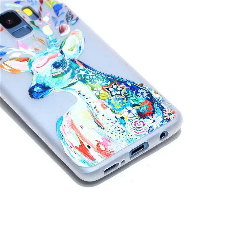 Luminous Patterned TPU Back Case for Samsung Galaxy S9 SM-G960 - Flower Elk