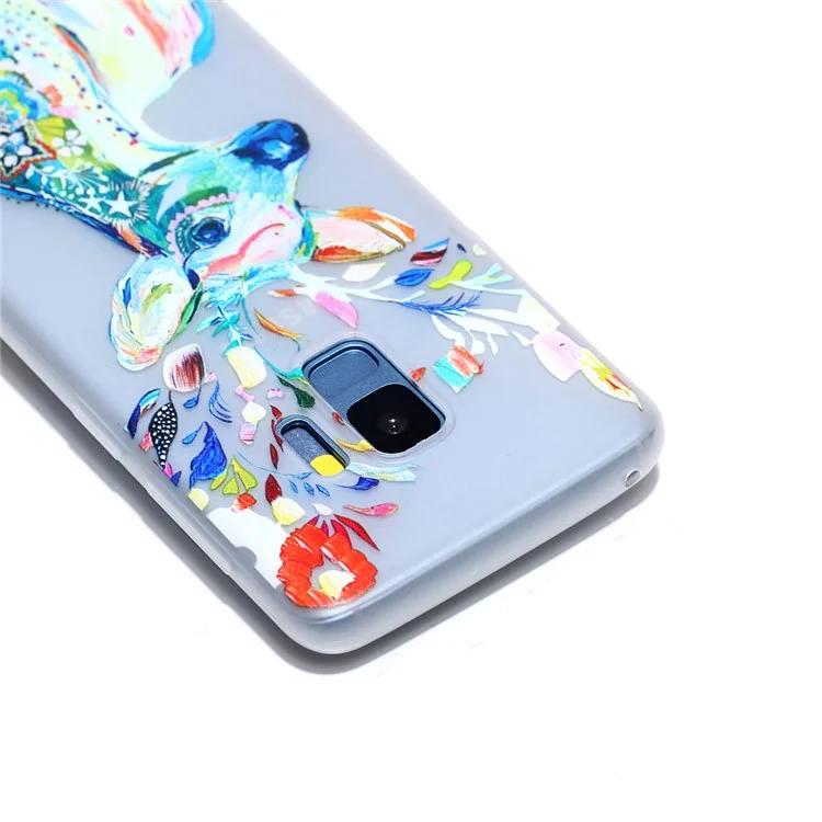 Luminous Patterned TPU Back Case for Samsung Galaxy S9 SM-G960 - Flower Elk